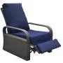 Outdoor Recliner Outdoor Wicker Recliner Chair with 5.12 Thickness Cushions, Automatic Adjustable Rattan Patio Chaise Lounge Chairs, Aluminum Frame, UV Resistant and Rustless (Brown + Navy Blue) Outdoor Recliner Outdoor Wicker Recliner Chair with 5.12 Thickness Cushions, Automatic Adjustable Rattan Patio Chaise Lounge Chairs, Aluminum Frame, UV Resistant and Rustless (Brown + Navy Blue)