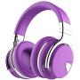 COWIN E7 Active Noise Cancelling Headphones Bluetooth Headphones with Microphone Deep Bass Wireless Headphones Over Ear, Comfortable Protein Earpads, 30 Hours Playtime for Travel/Work, Purple