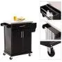 HOMCOM Wood Stainless Steel Multi- Storage Rolling Kitchen Island Utility Cart with Wheels - Black HOMCOM Wood Stainless Steel Multi- Storage Rolling Kitchen Island Utility Cart with Wheels - Black