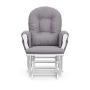 Storkcraft Premium Hoop Glider and Ottoman (White Base, Gray Swirl Cushion) – Padded Cushions with Storage Pocket, Smooth Rocking Motion, Easy to Assemble, Solid Hardwood Base