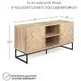 Nathan James Dylan Media Console Cabinet or TV Stand with Doors for Hidden Storage in a Natural Reclaimed Herringbone Wood Pattern and Metal, Oak/Matte Black Nathan James Dylan Media Console Cabinet or TV Stand with Doors for Hidden Storage in a Natural Reclaimed Herringbone Wood Pattern and Metal, Oak/Matte Black