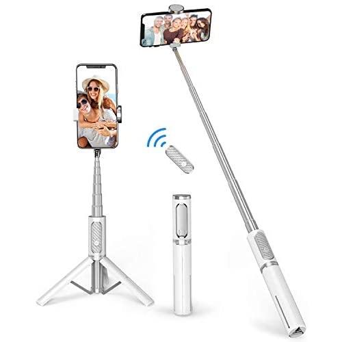 ATUMTEK Bluetooth Selfie Stick Tripod, Mini Extendable 3 in 1 Aluminum Selfie Stick with Wireless Remote and Tripod Stand 360 Rotation for iPhone 12/11 Pro/XS Max/XS/XR/X/8/7, Samsung and Smartphone