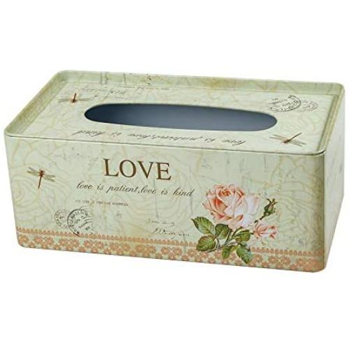 WHHOME Decorative Metal Tissue Holder Country Rural Rectangular Tissue Box Cover - Bathroom, Kitchen, Office Room