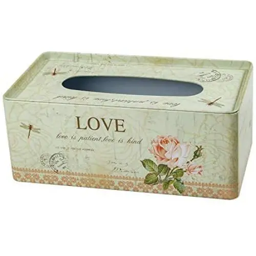 WHHOME Decorative Metal Tissue Holder Country Rural Rectangular Tissue Box Cover - Bathroom, Kitchen, Office Room WHHOME Decorative Metal Tissue Holder Country Rural Rectangular Tissue Box Cover - Bathroom, Kitchen, Office Room