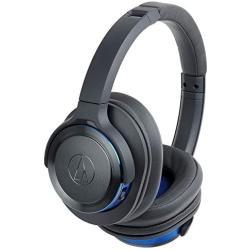 Audio-Technica ATH-WS660BTGBL Solid Bass Bluetooth Wireless Over-Ear Headphones with Built-In Mic & Control, Gunmetal/Blue