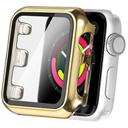 Secbolt 44mm Case Compatible Apple Watch SE Series 4/5/6 with Built in Tempered Glass Screen Protector- All Around Protective Case for Apple Watch SE Series 4/5/6 44mm (Gold)