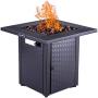 LEGACY HEATING 28 Inch Outdoor Propane Fire Pit Table Wicker Gas Square 48000BTU