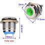 Gebildet 5pcs 16mm 12V-24V Stainless Steel Waterproof LED Indicator Light Metal Shell Pilot Custom Dash Signal Lamp Concave Head