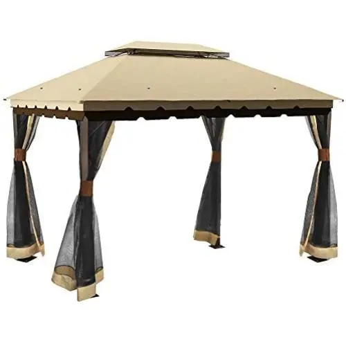 YITAHOME 10 x 12 ft Outdoor Double Roof Canopy Gazebo with Mosquito Netting, Soft-Top Garden Tent with Steel Frame for Patio, Backyard, Deck (10 x 12 ft) YITAHOME 10 x 12 ft Outdoor Double Roof Canopy Gazebo with Mosquito Netting, Soft-Top Garden Tent with Steel Frame for Patio, Backyard, Deck (10 x 12 ft)