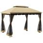 YITAHOME 10 x 12 ft Outdoor Double Roof Canopy Gazebo with Mosquito Netting, Soft-Top Garden Tent with Steel Frame for Patio, Backyard, Deck (10 x 12 ft)