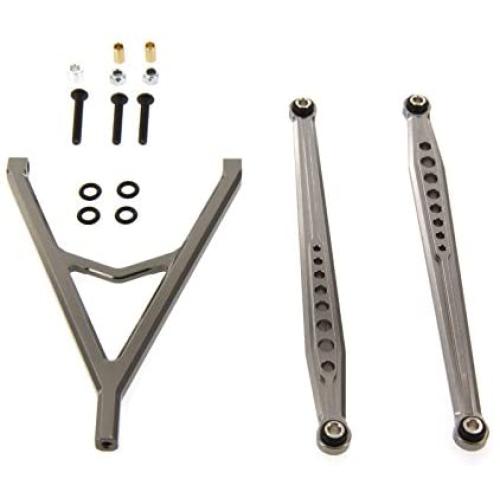 Atomik RC Alloy Front Link Set Upper/Lower for 1:10 Axial SCX10 - Grey - Replaces Part AX80043