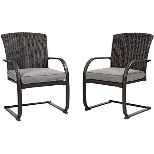 Grand patio Spring Motion Patio Dining Wicker Chairs Set of 2 Outdoor Deck Garden Pool Backyard Metal Chair with Grey Cushion Grand patio Spring Motion Patio Dining Wicker Chairs Set of 2 Outdoor Deck Garden Pool Backyard Metal Chair with Grey Cushion