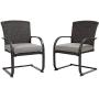 Grand patio Spring Motion Patio Dining Wicker Chairs Set of 2 Outdoor Deck Garden Pool Backyard Metal Chair with Grey Cushion