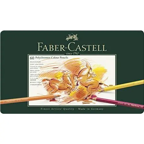 Faber-Castel 110060 Polychromos Colored Pencil Set In Metal Tin, 60 Pieces Faber-Castel 110060 Polychromos Colored Pencil Set In Metal Tin, 60 Pieces
