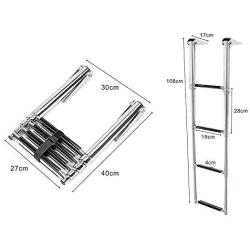 Just marine Telescoping 4 Step Boat Ladder Stainless Steel Folding Swim Drop Ladder for Pontoon Boat