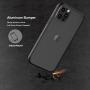Slim Metal Bumper Case Compatible with iPhone 12 12 Pro, Metal Bumper Cover with Soft TPU Inner [No Signal Interference][Support Wireless Charging] Compatible for iPhone 12 12 Pro, Black
