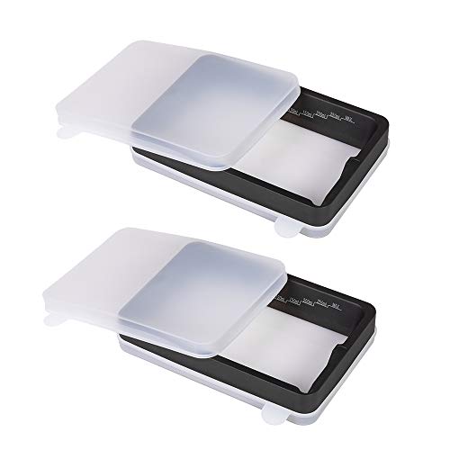 Sovol 3D Printer Resin Vat 2 Pack Anodized Aluminium with FEP Film and Steel Ring Preinstalled, Durable Metal Frame Resin Tank with Double Silicone Covers for ELEGOO Mars ANYCUBIC Photon 3D Printer