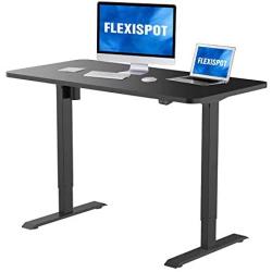 Flexispot Standing Desk 48 x 30 Inches Height Adjustable Desk Electric Sit Stand Desk Home Office Desks Whole-Piece Desk Board (Black Frame + 48 in Blacktop)