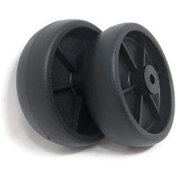 Nickannys Set of 2 Replacement BBQ Grill Wheels Pair Set Kit-Solid Plastic Wheel 5” x 1.5” w/ 3/8” Axle Hole for Outdoor Charcoal Gas Smoker Barbecue Pit- Rueda and Llantas Parts