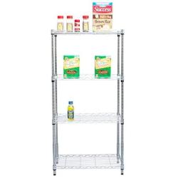 Mind Reader 4 Shelf Metal All Purpose Heavy Duty Adjustable Shelving Unit, Silver