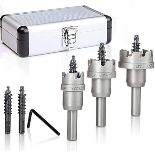 EZARC Carbide Hole Cutter Set 6 Piece for Stainless Steel, Long Life Hole Saw Kit for Hard Metal