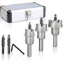 EZARC Carbide Hole Cutter Set 6 Piece for Stainless Steel, Long Life Hole Saw Kit for Hard Metal