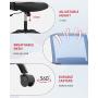 Office Chair Ergonomic Desk Task Chair Mesh Computer Chair Mid-Back Mesh Home Office Swivel Chair Modern Executive Chair with Wheels Armrests Lumbar Support (Blue)