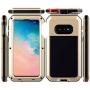 Galaxy S10e Case Amever Aluminum Metal Bumper Frame Case with Silicone Water Resistant Shockproof Tempered Glass Screen Protector Outdoor Sports Protective Case for Samsung Galaxy S10e (2019) - Gold