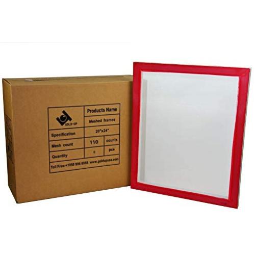 20 x 24 Inch Pre-Stretched Aluminum Silk Screen Printing Frames with 110 White Mesh (6 Pack Screens)