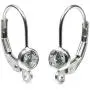 Sterling Silver 4mm CZs Lever Back Earring Parts with Ring 1-Pair