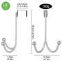 2Packs Over The Door Double Hanger Hooks,HFHOME Metal Twin Hooks Organizer for Hanging Coats, Hats, Robes, Towels- Silver