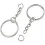 NANSSY 150 1''/25mm Split Keyrings with Chain Silver Keychain Ring, Key Chains Rings Parts with Open Jump Ring and Connector. (150)