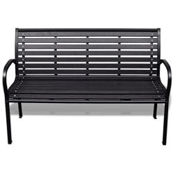 Festnight 3-Seater Outdoor Patio Garden Bench Porch Chair Seat with Steel Frame Solid Construction 49'' x 24'' x 32''