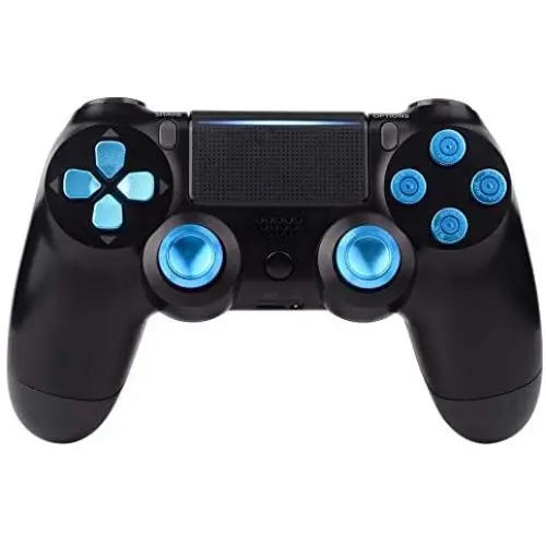 eXtremeRate Blue Metal Buttons for Playstation 4 Controller, Aluminum Analog Thumbsticks & Bullet Buttons & D-pad Replacements Kits for PS4 Slim Pro Controller eXtremeRate Blue Metal Buttons for Playstation 4 Controller, Aluminum Analog Thumbsticks & Bullet Buttons & D-pad Replacements Kits for PS4 Slim Pro Controller