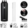 Vmini Water Bottle with Straw, Wide Sturdy Straw Lid with Dust Proof Cap, Wide Mouth Vacuum Insulated Stainless Steel Water Bottle, 32/40 oz