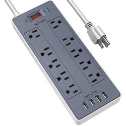 Surge Protector, WENYIN Power Strip with 10 Outlets and 4 USB Ports, Heavy Duty 8 Feet Extension Cord (1875W/15A) for Multiple Devices Smartphone Tablet Laptop Computer, ETL Listed