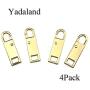 Yadaland Metal Solid Zipper Pull Tab Tag Handle Fixer 0.075inch(1.9mm) Small Clasp Diameter Fit in Hole for Winter Jacket Boot Jean Suitcase Luggage Coat Spring Lock Clip On No Tool Needed Gold 4Pack
