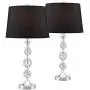 Gustavo Modern Table Lamps Set of 2 Silver Metal Stacked Crystal Balls Black Drum Shade for Living Room Family Bedroom - Regency Hill Gustavo Modern Table Lamps Set of 2 Silver Metal Stacked Crystal Balls Black Drum Shade for Living Room Family Bedroom - Regency Hill