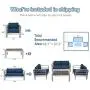 Kinsunny 4pcs Patio Furniture Sofa Shore Aluminum Outdoor Sectional Set Metal Conversation Set with Cushions Dark Blue