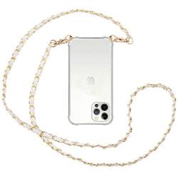 Crossbody Case for iPhone 12 Pro Max 6.7'',iPhone 12 Pro Max Phone Case,YESPURE Clear TPU Soft iPhone 12 Pro Max Case Holder with Neck Cord Lanyard Strap-Clear - Black + White Metal Leather Rope