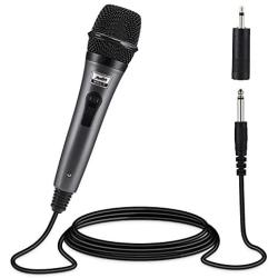 Moukey Dynamic Cardioid Home Karaoke Microphone, 13 ft XLR Cable Metal Handheld Wired Mic Corded for Singing/PA Speaker/Amp/Mixer/Karaoke Machine & Speech/Wedding/Stage -Grey (MWm-5)