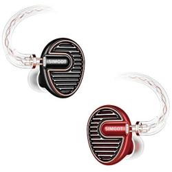 SIMGOT EN700 PRO High Fidelity in-Ear Monitor Headphones with Detachable Cable, Sound Stereo IEM Earphones with Dynamic Balanced Driver, HiFi Earbuds Noise-Isolating Musician Headphones (Red/Black)