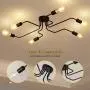 ZEEFO Flush Mount Ceiling Light Modern Art Vintage Sputnik Design Chandelier Metal Black Industrial Lighting Fixtures with 6 Lights E26 Bulb Base Suitable for Kitchen,Dining Room, Bedroom ZEEFO Flush Mount Ceiling Light Modern Art Vintage Sputnik Design Chandelier Metal Black Industrial Lighting Fixtures with 6 Lights E26 Bulb Base Suitable for Kitchen,Dining Room, Bedroom