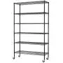 BestMassage 82”x48”x18” 6 Tire Wire Shelving Unit NSF Storage Shelves Large Heavy Duty Metal Shelf Organizer Height Adjustable Commercial Grade Steel Rack 2100 LBS Capacity with Wheels,Black