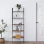 HOOBRO Ladder Shelf, 5-Tier Sloping Bookshelf, Industrial Plant Flower Stand Shelves, Leaning-Against-Wall Storage Rack for Living Room, Kitchen, Office, Metal Frame, Rustic Brown BF70CJ01 HOOBRO Ladder Shelf, 5-Tier Sloping Bookshelf, Industrial Plant Flower Stand Shelves, Leaning-Against-Wall Storage Rack for Living Room, Kitchen, Office, Metal Frame, Rustic Brown BF70CJ01