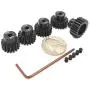32P Hardened Pinion Gear Set 1/8 inch Hole 17T 18T 19T 20T 21T with Hex Key (Compatible with 0.8 Metric Pitch) 32P Hardened Pinion Gear Set 1/8 inch Hole 17T 18T 19T 20T 21T with Hex Key (Compatible with 0.8 Metric Pitch)