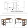 HOOBRO Computer Desk, Industrial Writing Desk with Adjustable Shelf on Left or Right, 47 Inch Office Study Desk for Laptop, Sturdy Metal Frame, for Home Office, Easy to Assemble, Rustic Brown BF59DN01