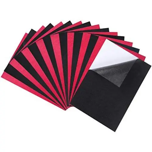Perzodo 16 Pack Red and Black Adhesive Back Felt Sheets Self Adhesive Back Felt Sheets, 8.3 by 11.8'' (A4 Size), Adhesive Craft Felt Fabric Sheets Back Sheet for DIY Art Projects