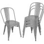 BONZY HOME Metal Dining Chairs, Stackable Side Chairs with Back, Indoor Outdoor Use Chair for Farmhouse, Patio, Restaurant, Kitchen, Set of 4 (Silver) BONZY HOME Metal Dining Chairs, Stackable Side Chairs with Back, Indoor Outdoor Use Chair for Farmhouse, Patio, Restaurant, Kitchen, Set of 4 (Silver)