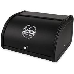 X458 Black Metal Bread Box/Bin/kitchen Storage Containers with Roll Top Lid (Black)